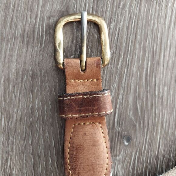 Zeppelin USA Made Leather on Canvas Fishing Hook Belt Solid Brass Buckle 38 - Picture 6 of 9